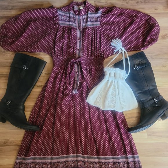 Vintage Dresses & Skirts - Vintage 70s Boho Peasant Dress